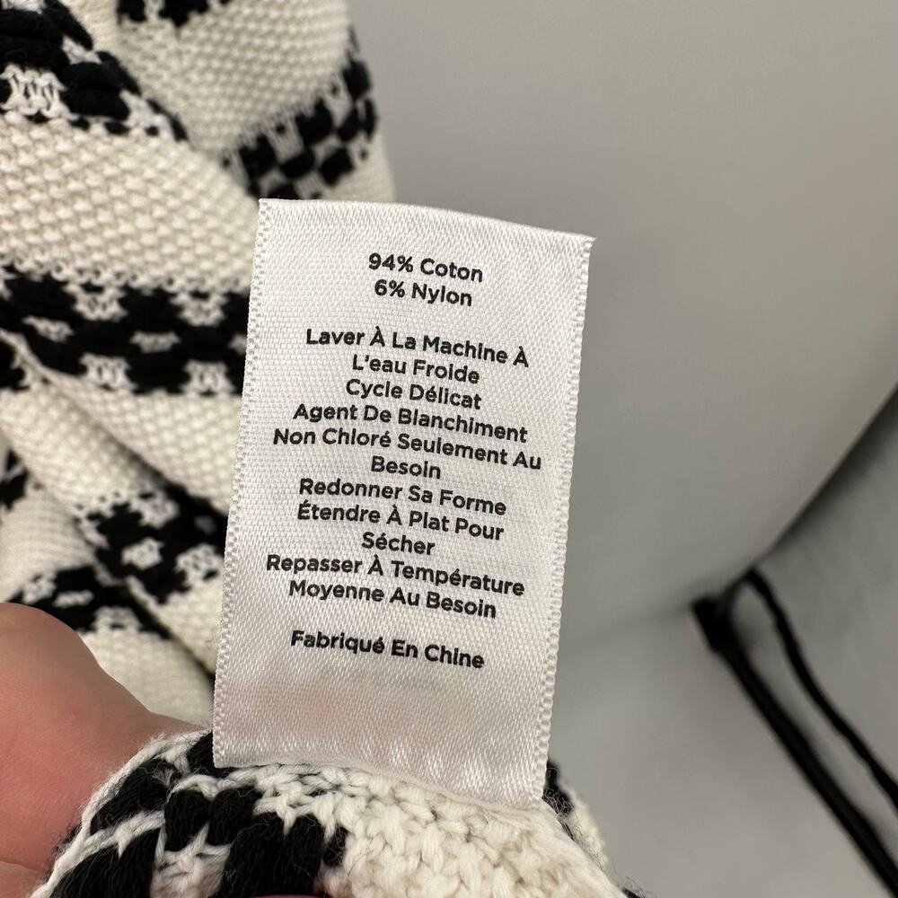 Talbots Black and White Striped Textured Open Cardigan Sweater // S Petite - Picture 8 of 11